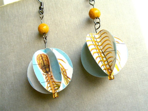 Earrings Crafted Out of Vintage Book Pages