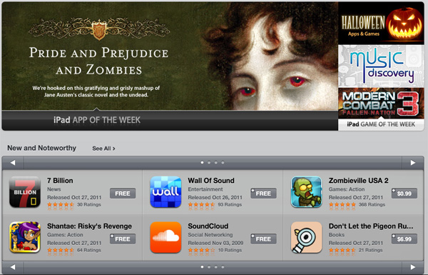 Pride & Prejudice & Zombies: The Interactive eBook, Currently iPad App of the Week