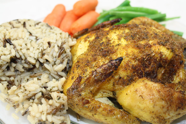 Roasted Cornish Hens With Wild Rice