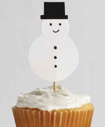 Cap Those Festive Cupcakes With a Mini-Snowman Topper!