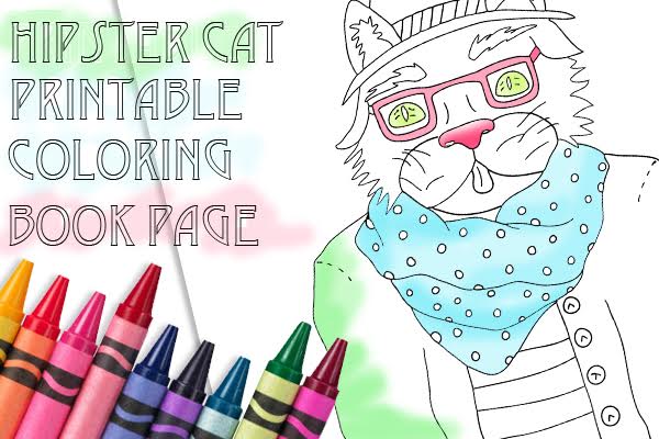 Printable: A Hipster Cat Coloring Page