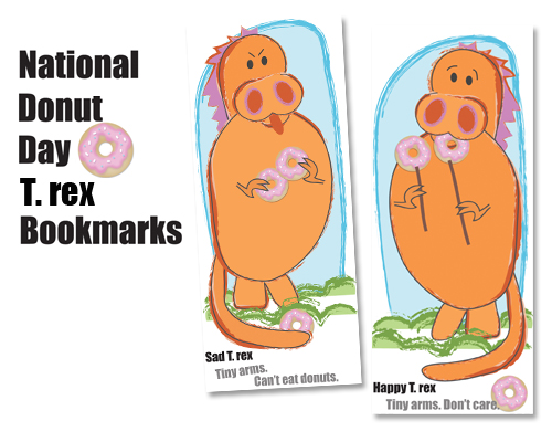 Bookmarks for National Doughnut Day (for Dinosaurs)!