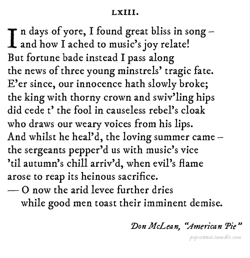 A Pop Sonnet for the Day the Music Died